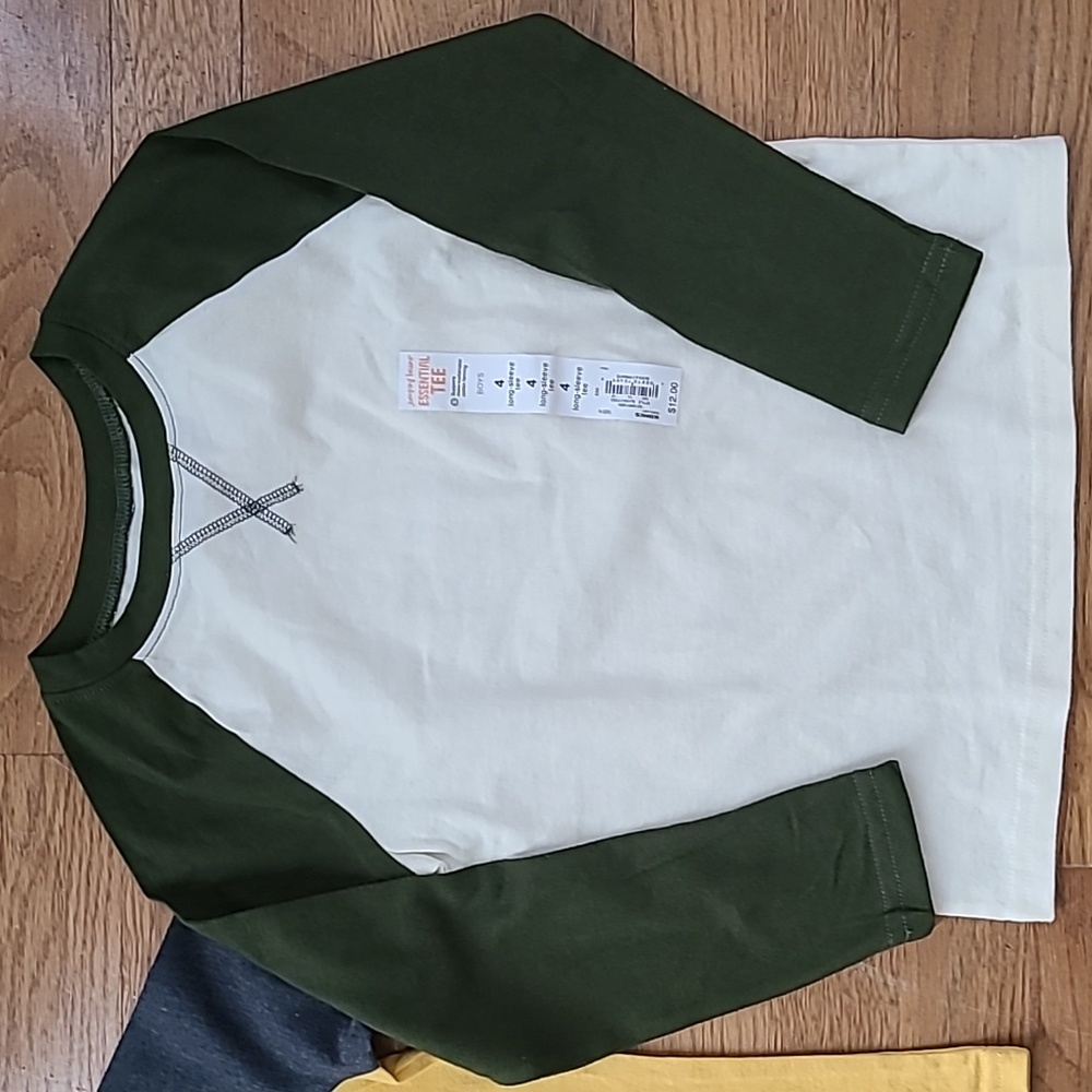 JUMPING BEANS BRAND BOY'S YELLOW AND IVORY LONG SLEEVE TEES BUNDLE SIZE 4 - Picture 3 of 11